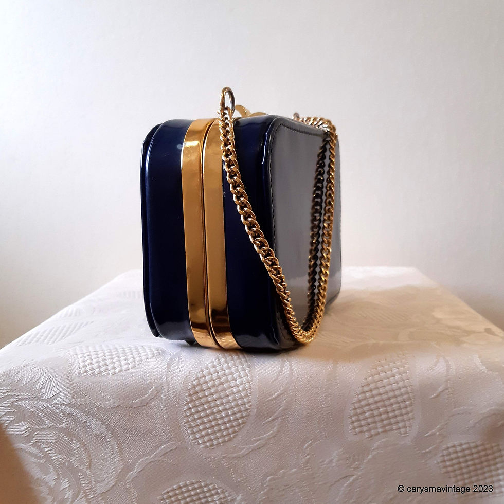 Thumbnail: Spearo navy blue patent leather box bag