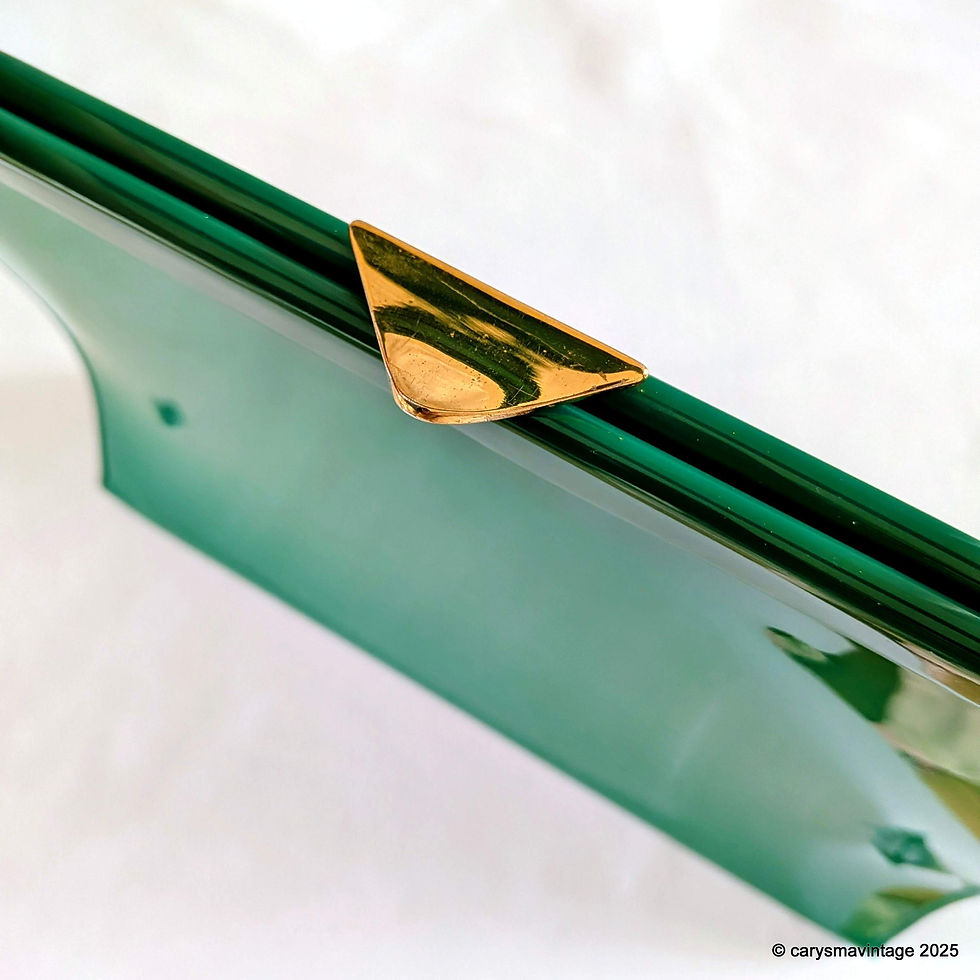 Thumbnail: Vintage 1960s green patent slim top handle handbag