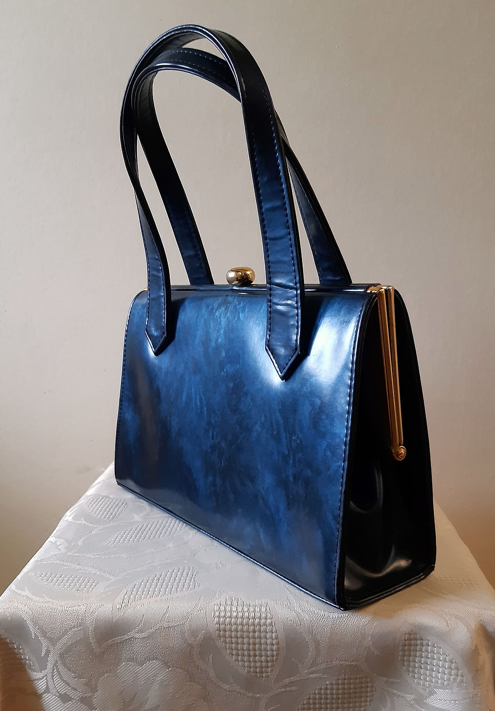 Thumbnail: Holmes deep teal blue marbled effect classic style handbag