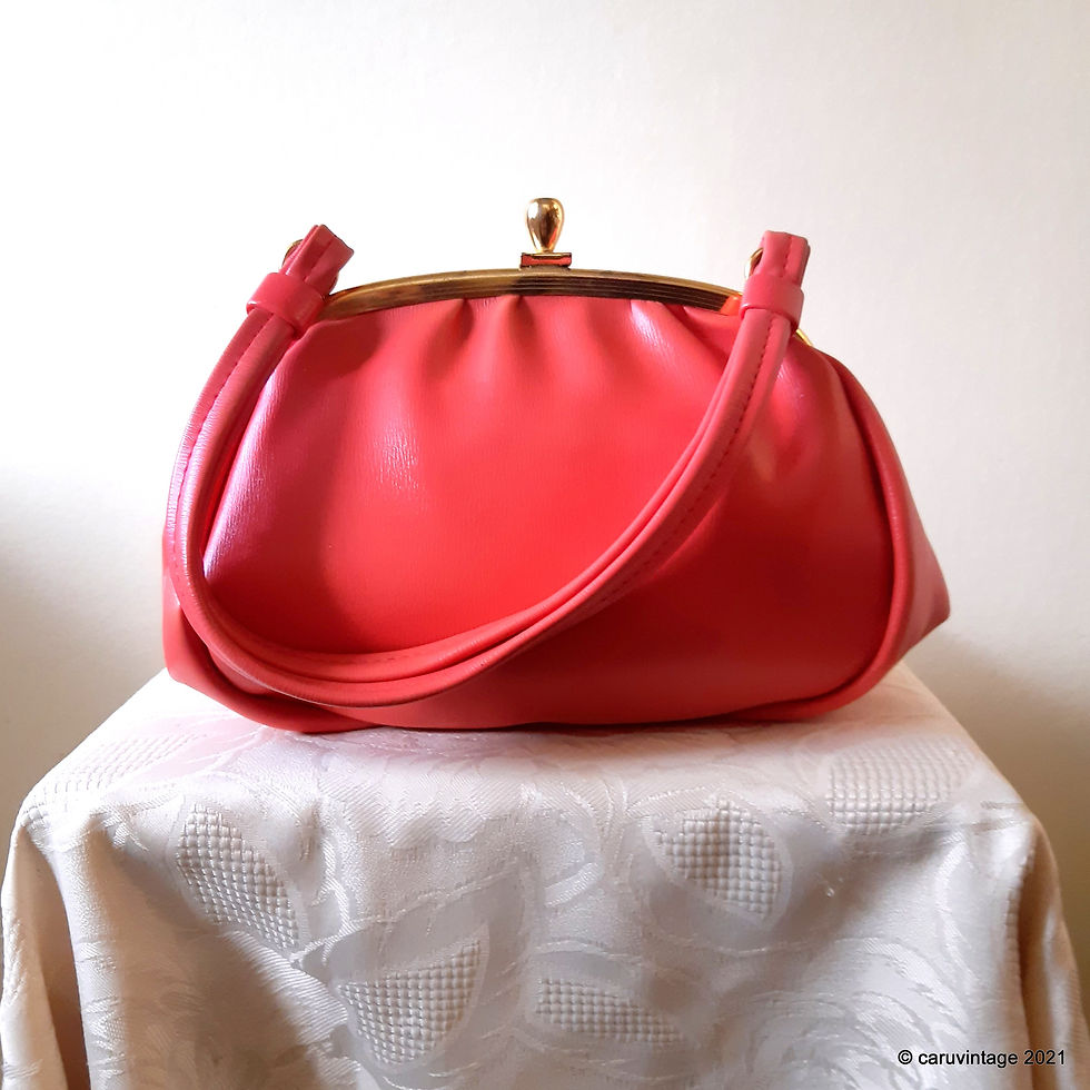 Thumbnail: Coral soft faux leather dolly style handbag
