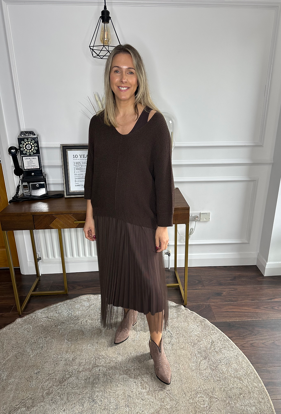 Maya tulle two piece dress & jumper - BROWN