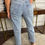Thumbnail: Danielle Heart embroidered straight leg jeans - BLUE 