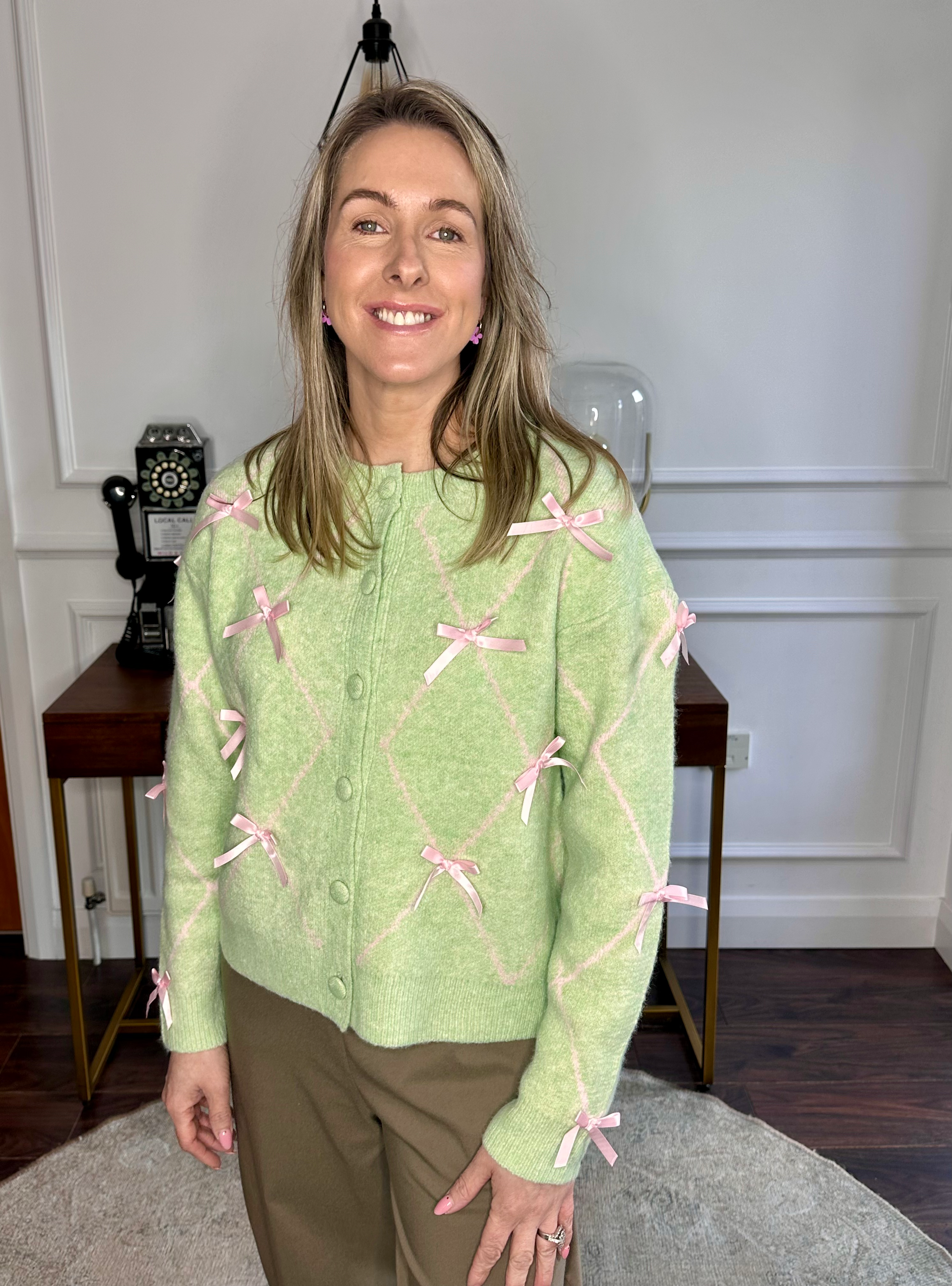 Drew bow detail cardigan - MINT 