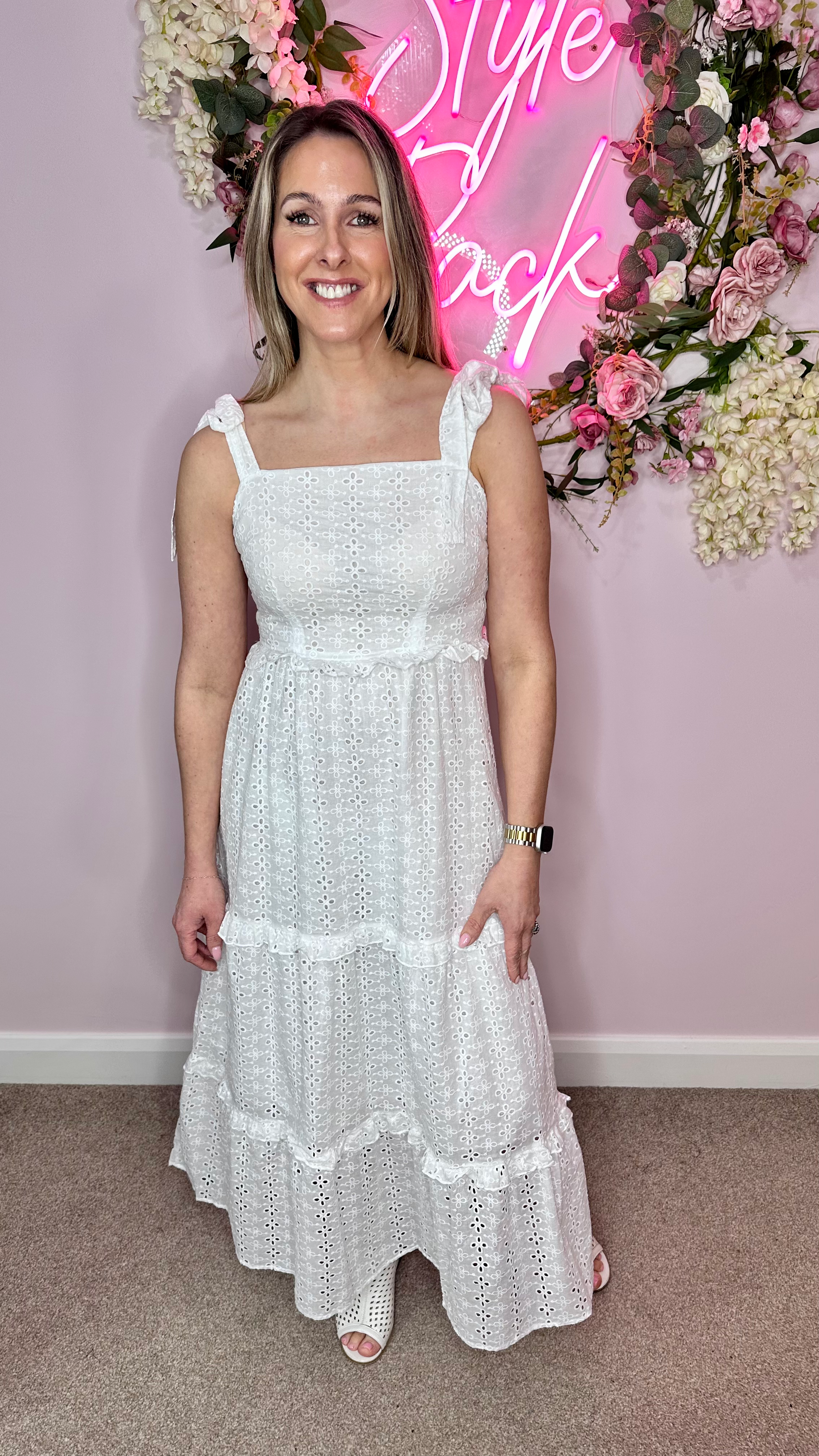 Marian tie strap maxi dress - WHITE