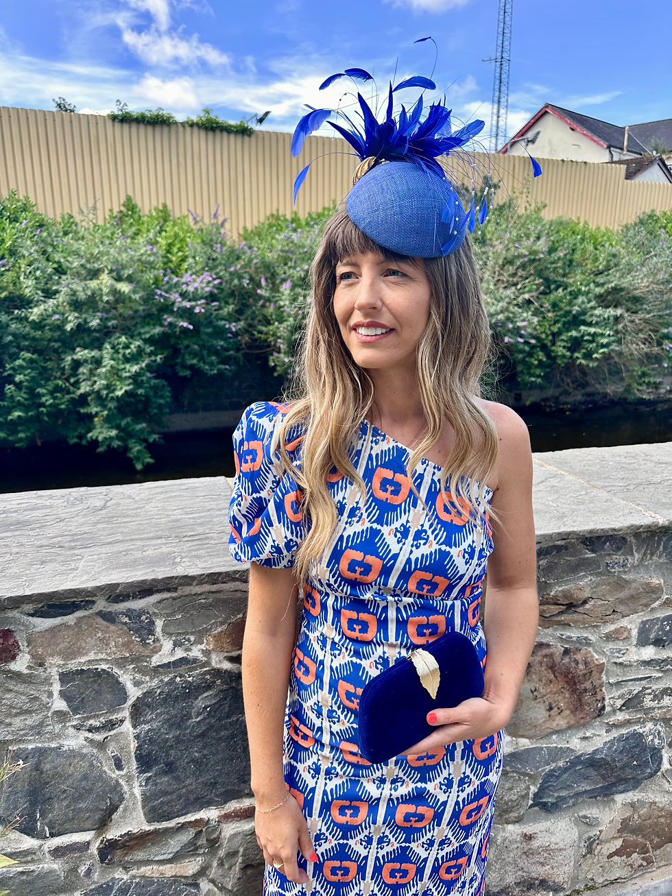 Thumbnail: Leanne one shoulder dress - BLUE / ORANGE