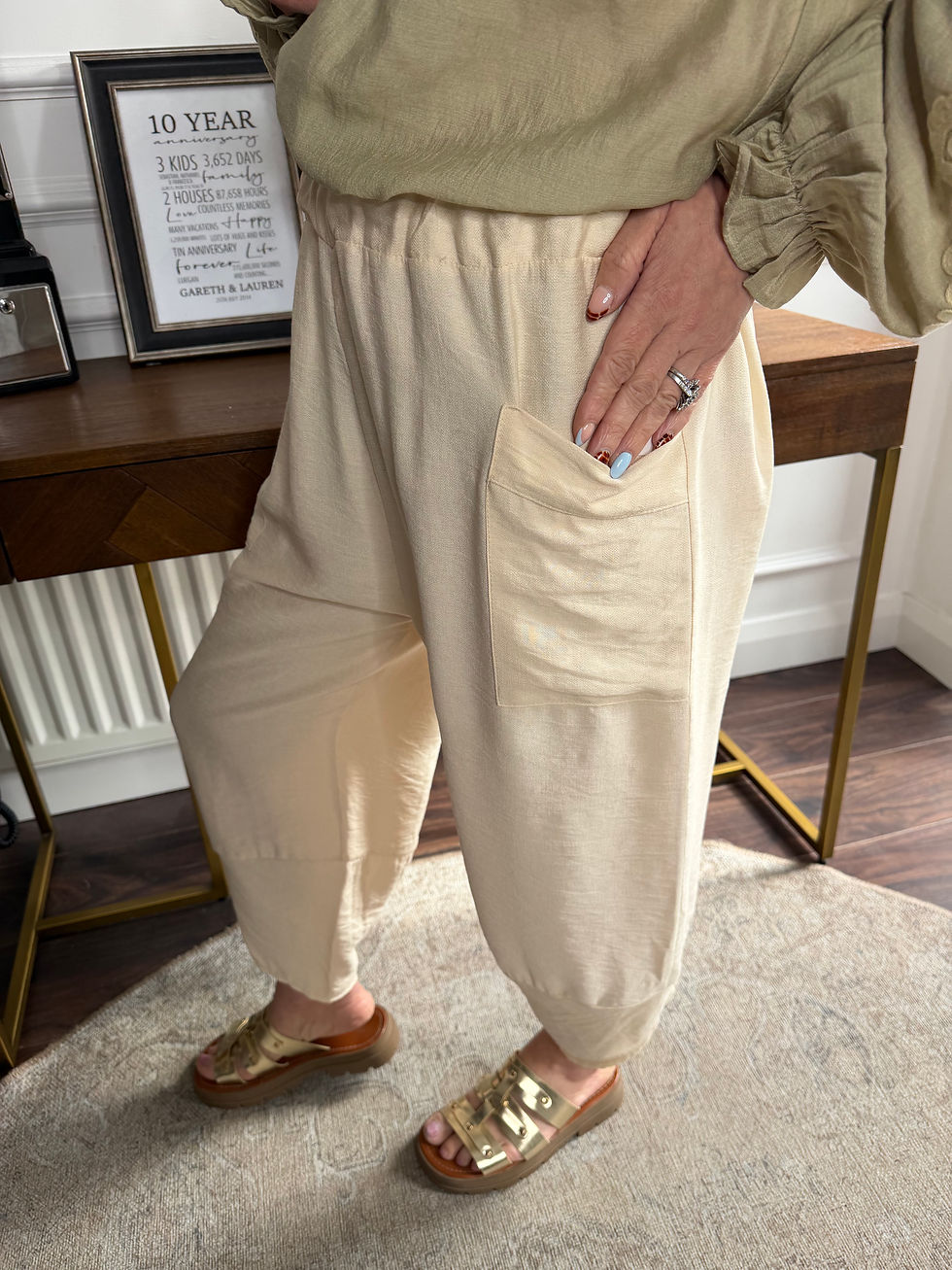 Thumbnail: Poppy harem style trousers - BEIGE 