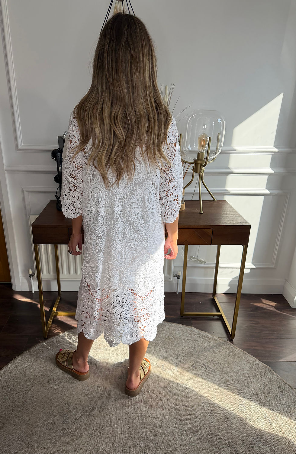 Thumbnail: Hayley lace midi dress - WHITE 