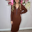 Thumbnail: Amanda ribbed knit dress - BROWN