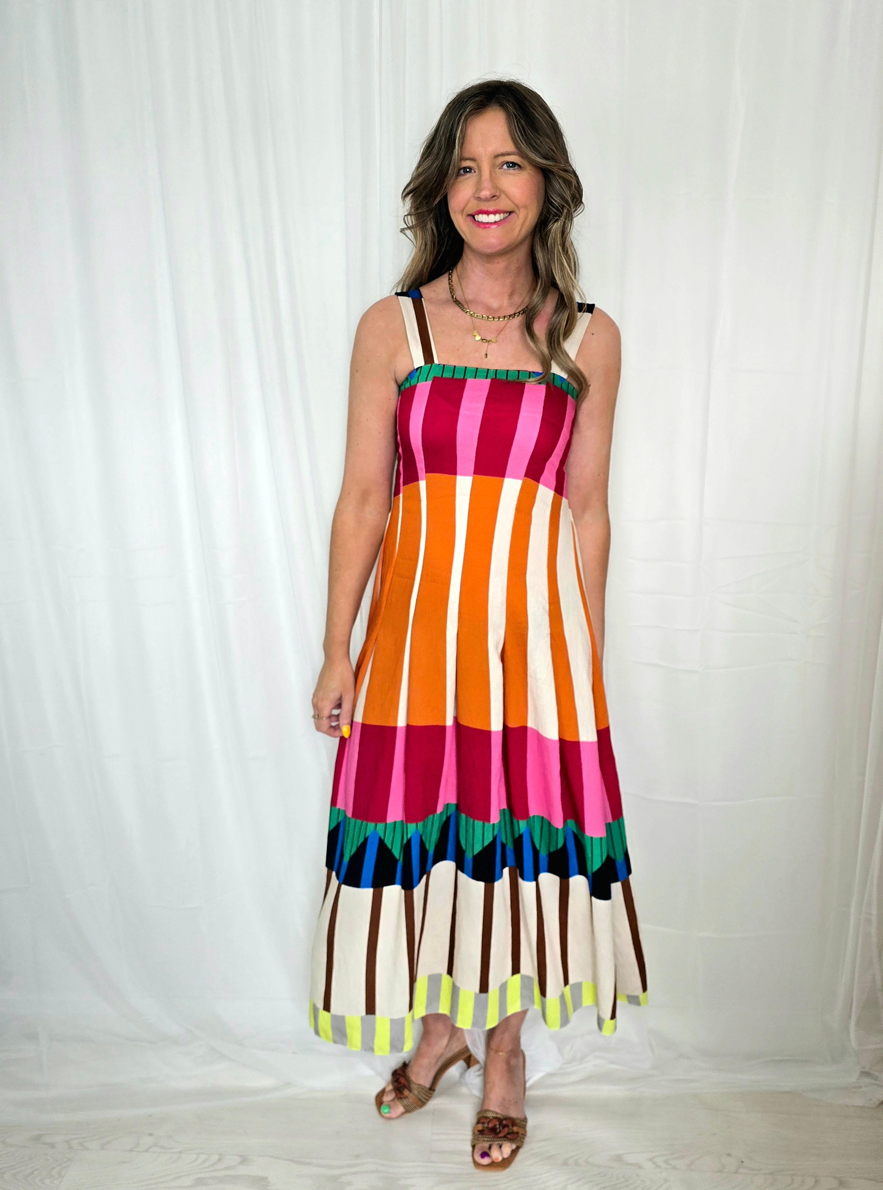 Jasmin vibrant striped dress - MULTI