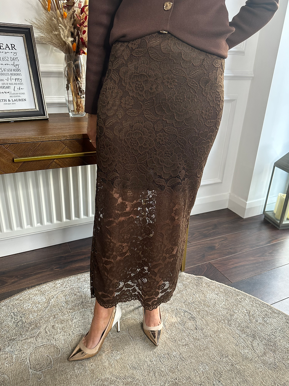 Haley lace maxi skirt - BROWN
