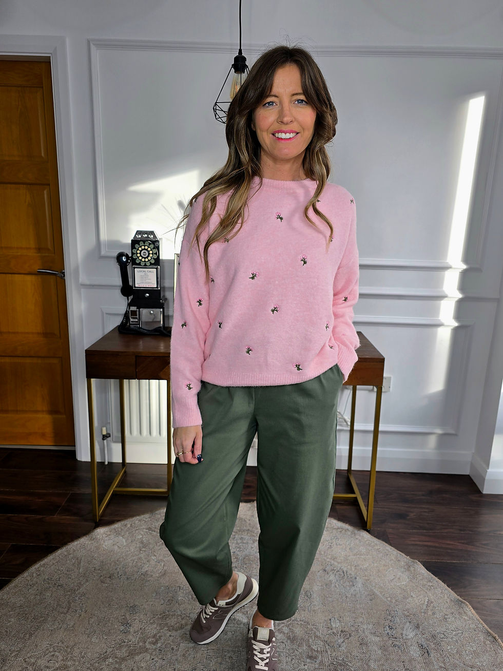 Thumbnail: Drew embroidered floral knit jumper - PINK 