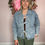 Thumbnail: Fiona denim bow tie front jacket - BLUE 
