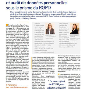 Opérations de fusion-acquisition & audit de données personnelles sous le prisme du RGPD.