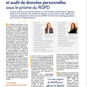 Opérations de fusion-acquisition & audit de données personnelles sous le prisme du RGPD.