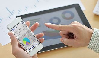 checking data on cell phone and tablet