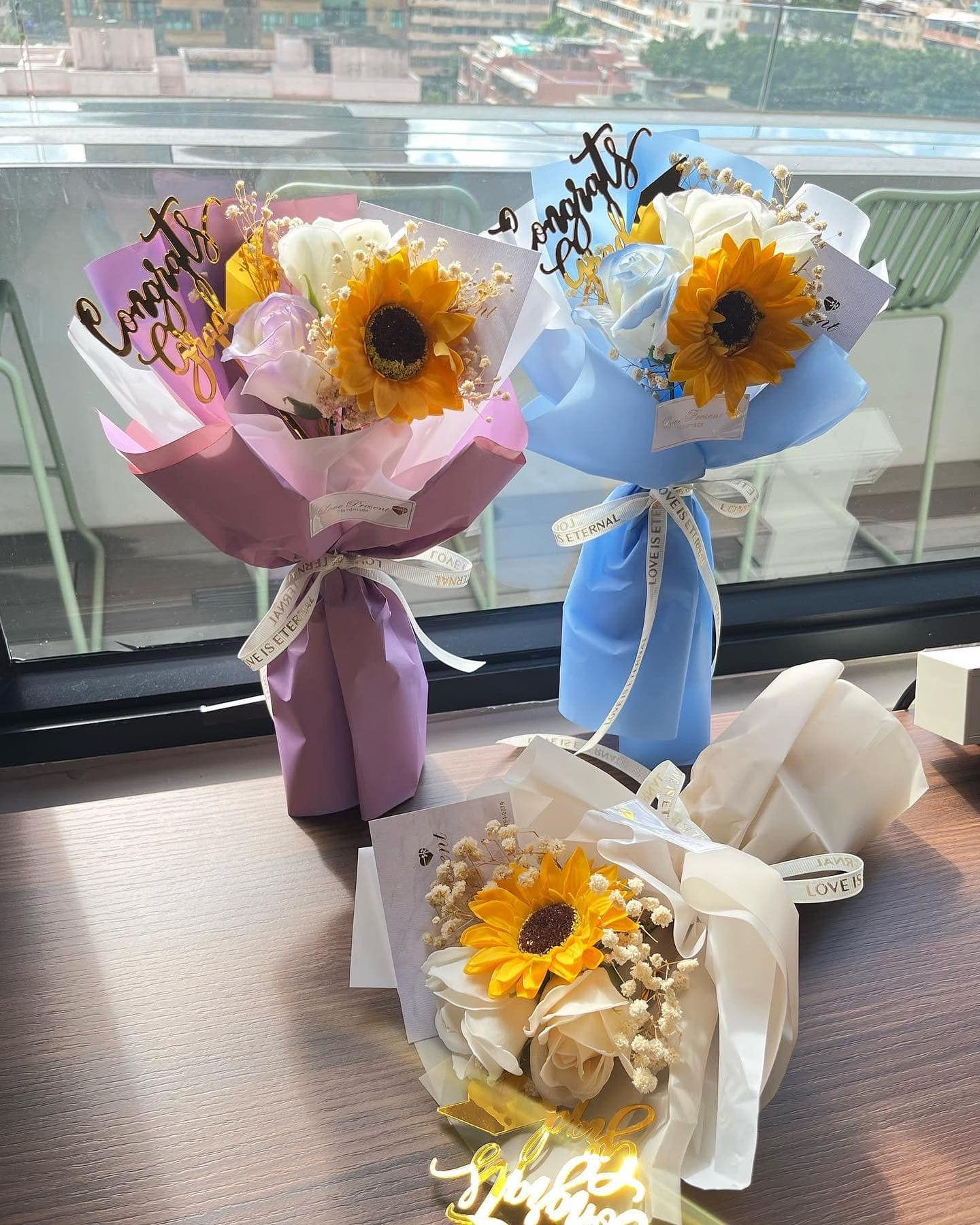 玫瑰向日葵香皂花束 (S) -  Size S Soap Flower Bouquet