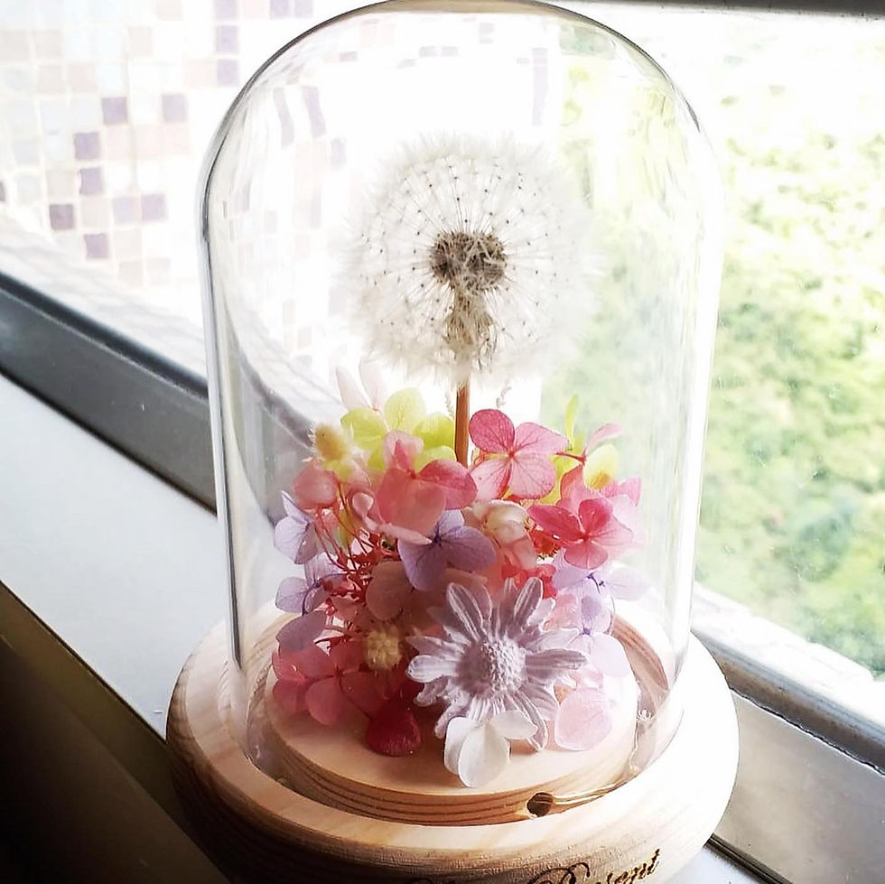 縮圖：蒲公英玻璃瓶花燈 (M) - Preserved Flower Lighting Glass (M)