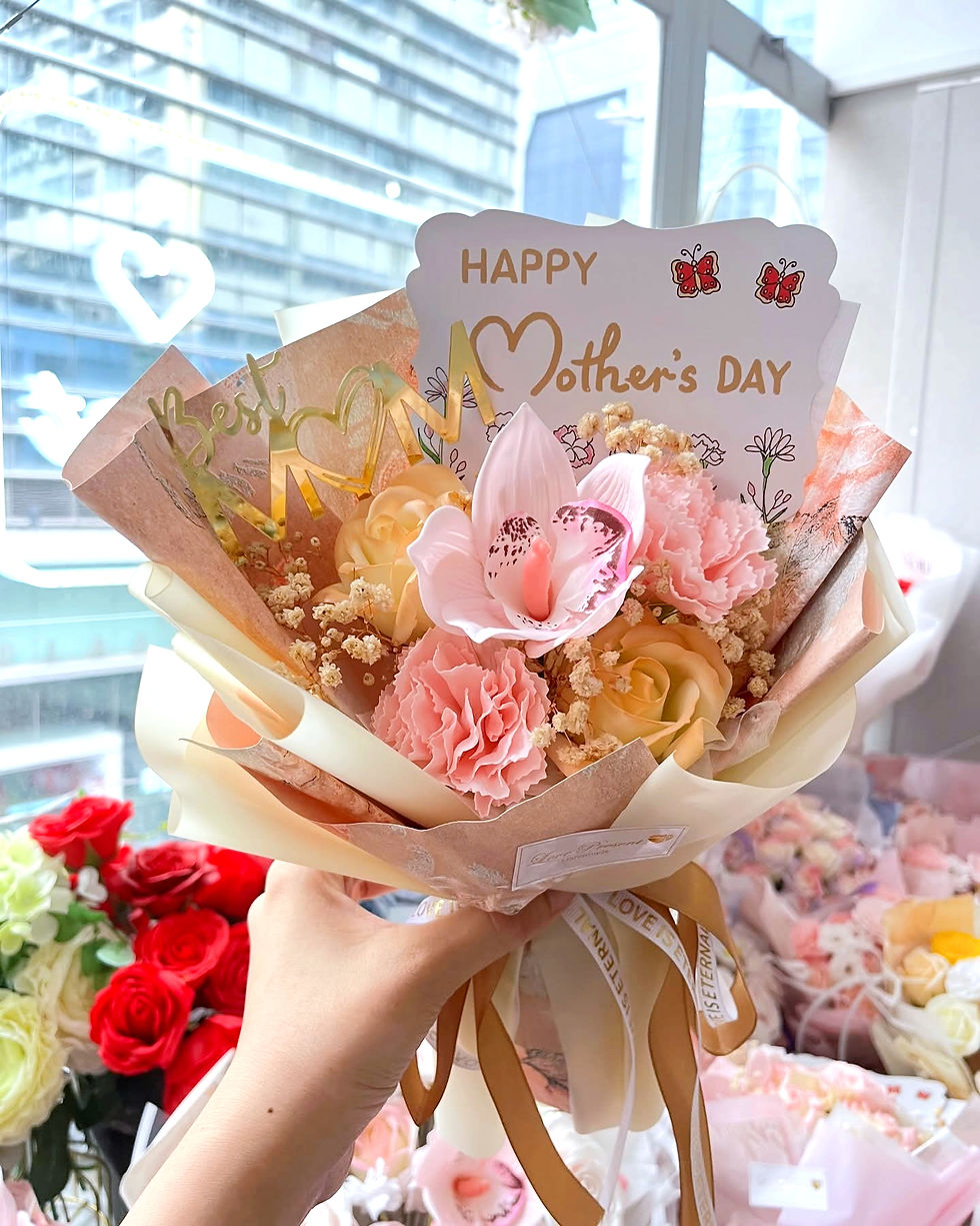 縮圖：蕙蘭 ❀ 玫瑰 ❀ 康乃馨🌸香皂花束(精緻M) - Deluxe Soap Flower Bouquet