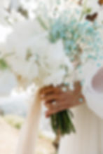 bridal bouquet with blue baby's breath