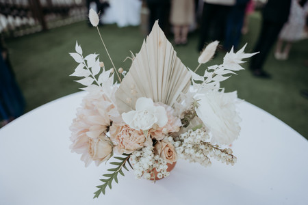 boho wedding table floral arrangement
