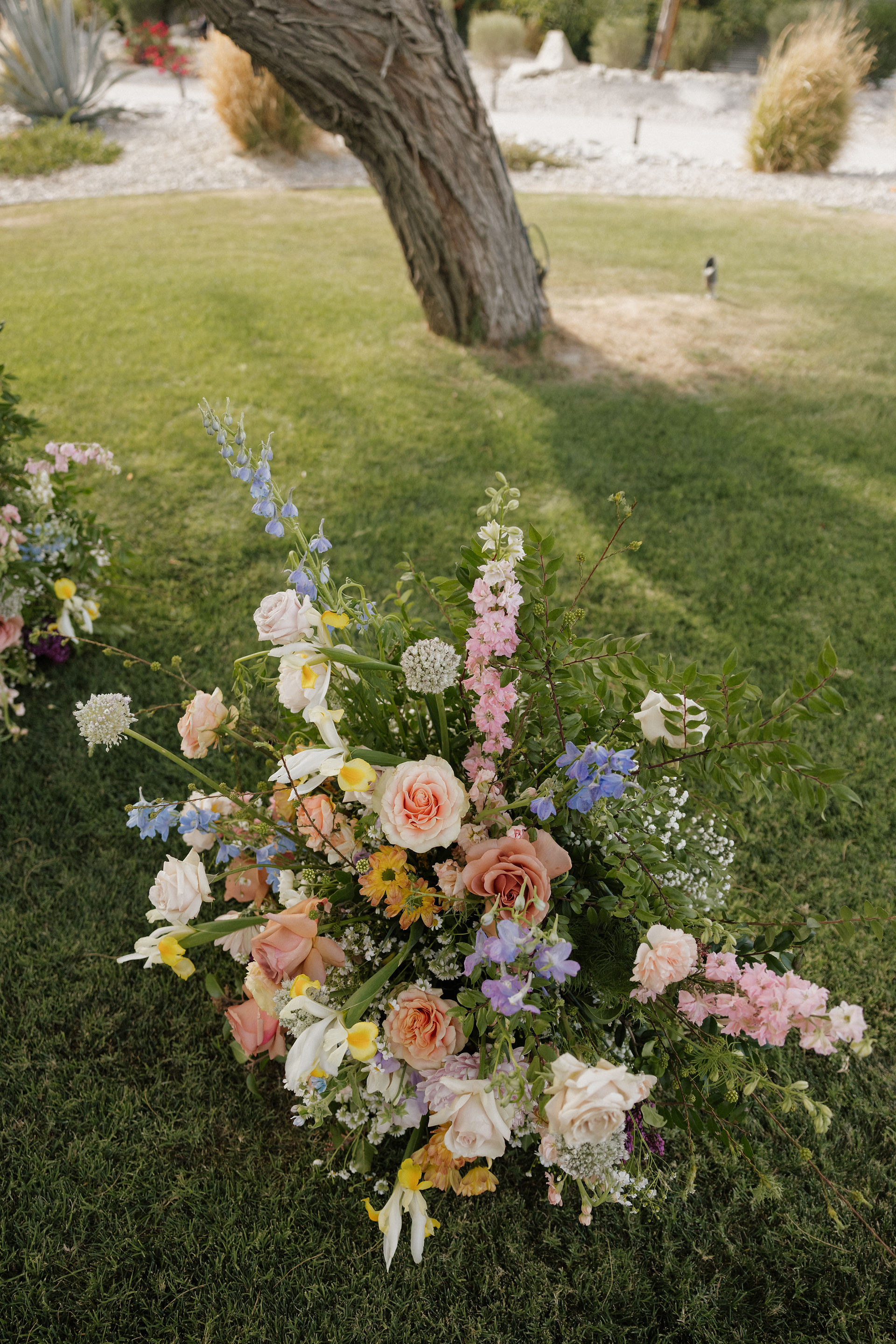 ground floral arrangement with bright colors