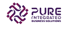 urple and lilac geometric logo for Pure IBS, specializing in consulting, trading, and logistics.