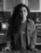 Female Music Producer in Studio - Black and White Portrait