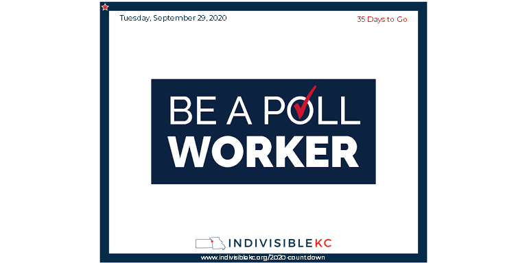 Consider being a poll worker on Nov. 3. Virtually every local voting board is in need of additional help, and students may get credit towards volunteer requirements. Sign up with your local election authority. MO: www.sos.mo.gov/elections/goVoteMissouri/localelectionauthority, KS: www.sos.ks.gov/elections/county_election_officers.aspx