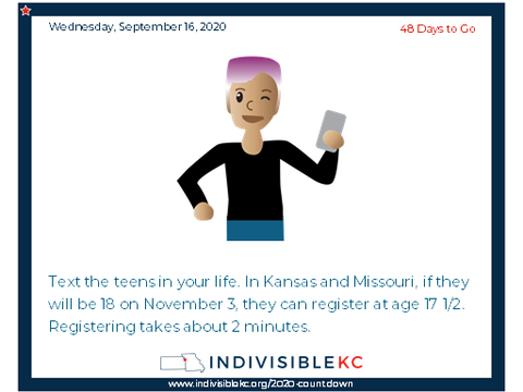 Here’s a great link to help young folks register to vote: www.rockthevote.org