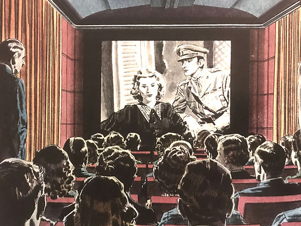cinema audience watching a film movie.