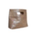 Khakifarbene Handtasche mit Griff. Geprägtes Leder, quadratische Form, stilvoll und CLASSY seitlich fotografiert.