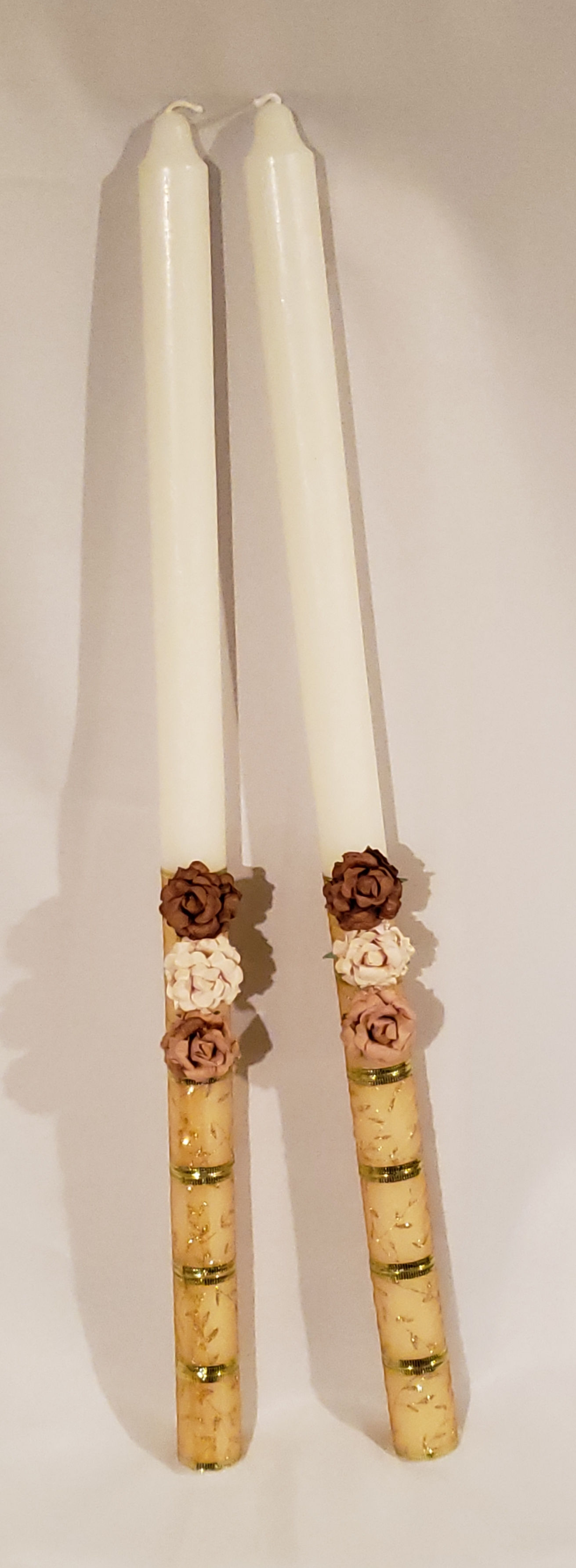 Decorated wedding candles