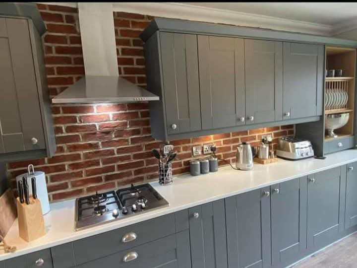 Tudor Red Brick Slips Kitchen Back Splash