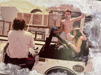 Old picture of the Castillo de la Riviera featuring Louis, the owner, with his two kids, in a car