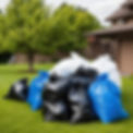 pile of blue, white and black garbage bags on a lawn.jpg