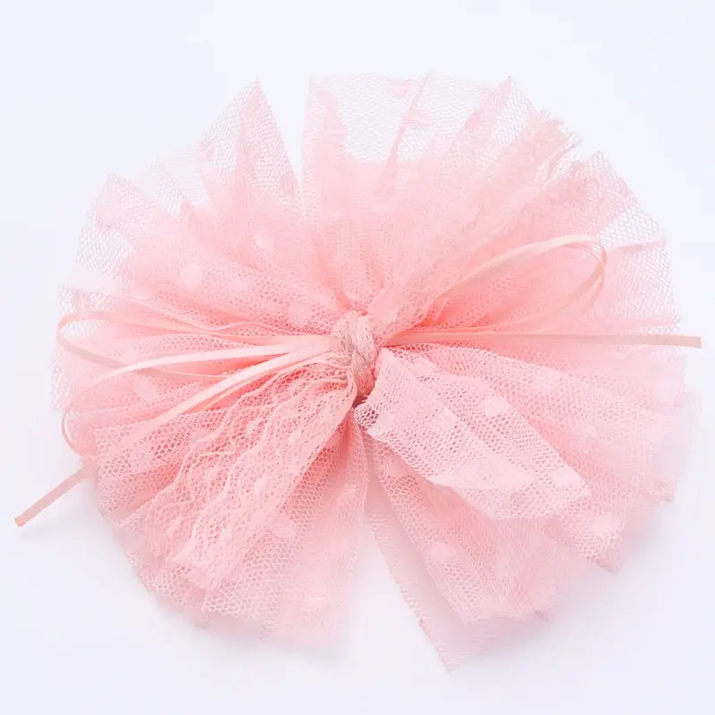 Thumbnail: 2 Piece 5CM Gauze Hair Clips Imitation Pearl Hair Bows Hairpins Lace Bowknot