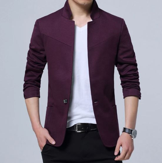 Men's Stand Collar Blazer Slim Fit up to Plus Size 5XL