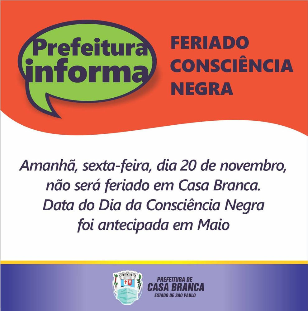 Nao Sera Feriado Em Casa Branca Amanha 20 De Novembro