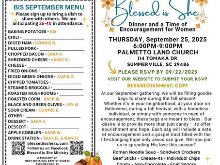 SEPTEMBER BLESSED IS SHE MENU