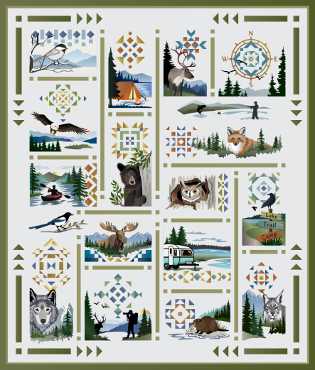 Thumbnail: 2026 Alaska Shop Hop Wolf Block for "True North" Quilt