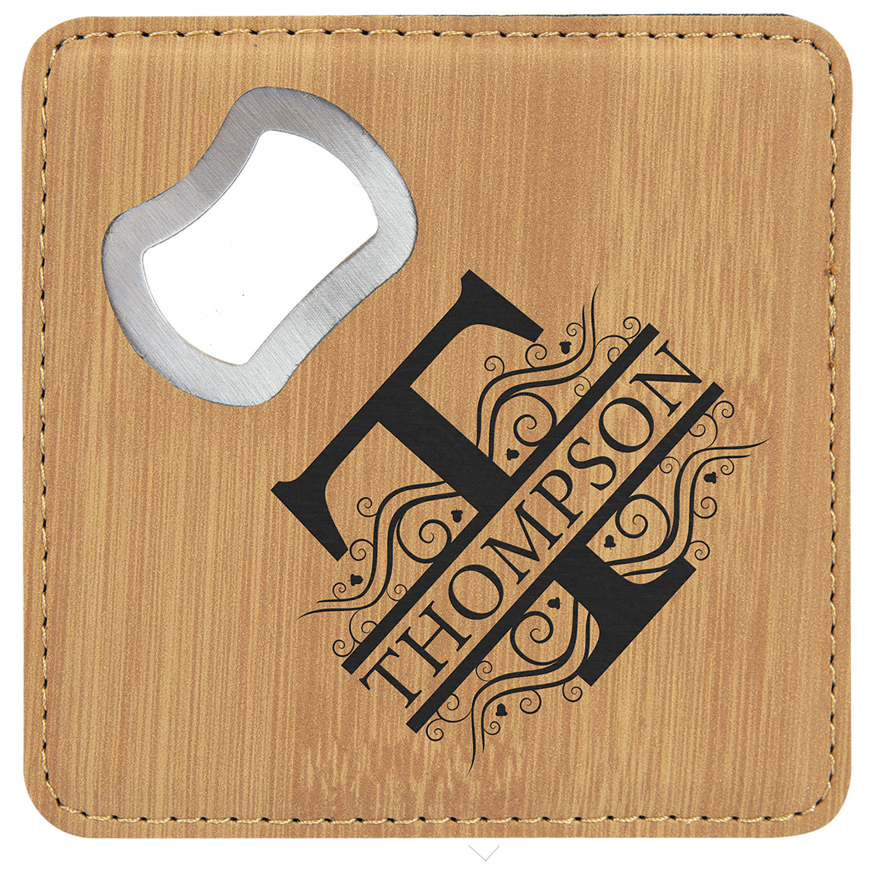 Square Leatherette Bottle Opener Coaster