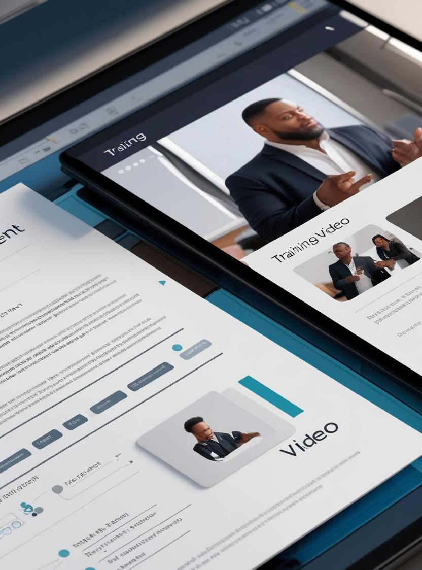 on to a pdf document writeen training and bothon a videoshowing on Desktop of the same doc