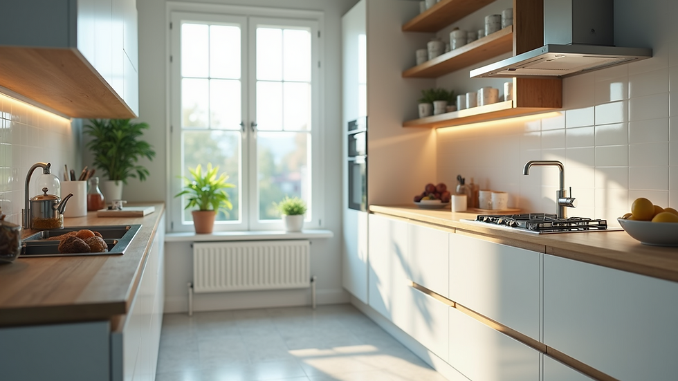 High angle view of a sparkling clean kitchen
