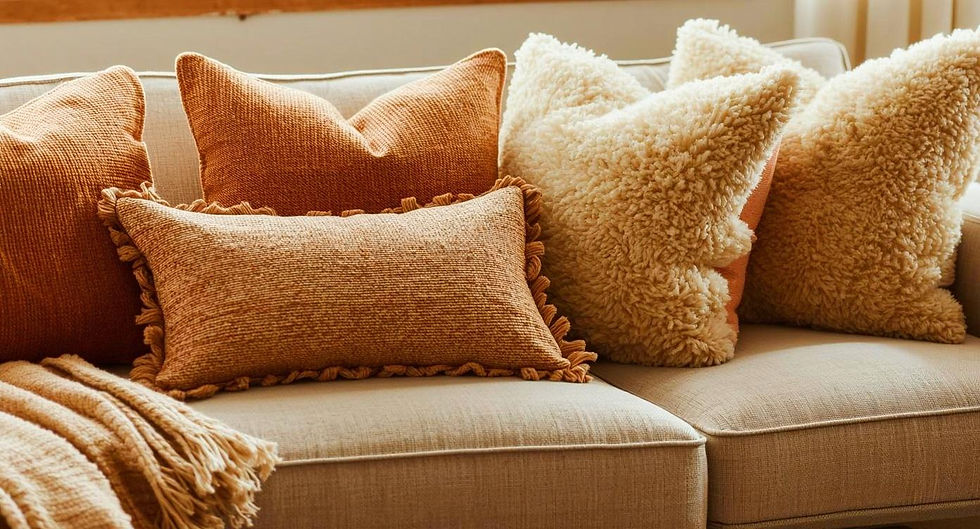 Similar colors but with differing textures and styles. Gorgeous and comfy.