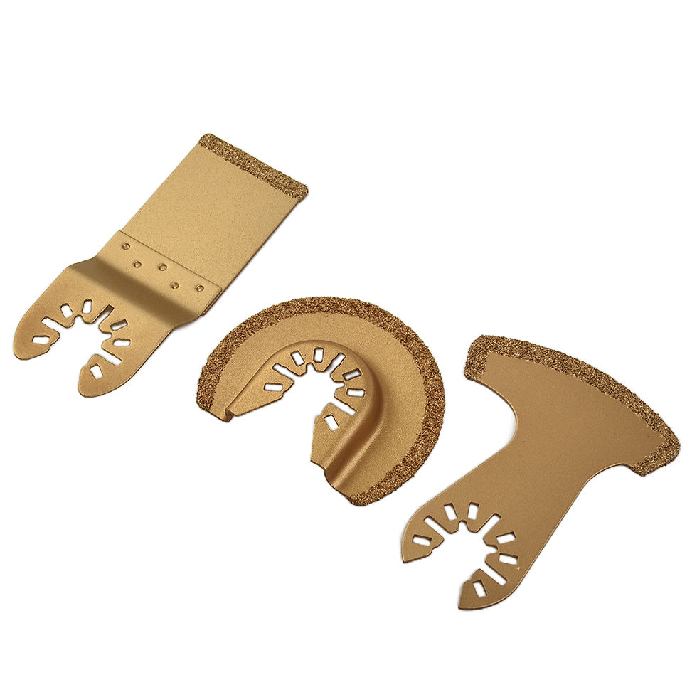 Three gold oscillating multi-tool blades