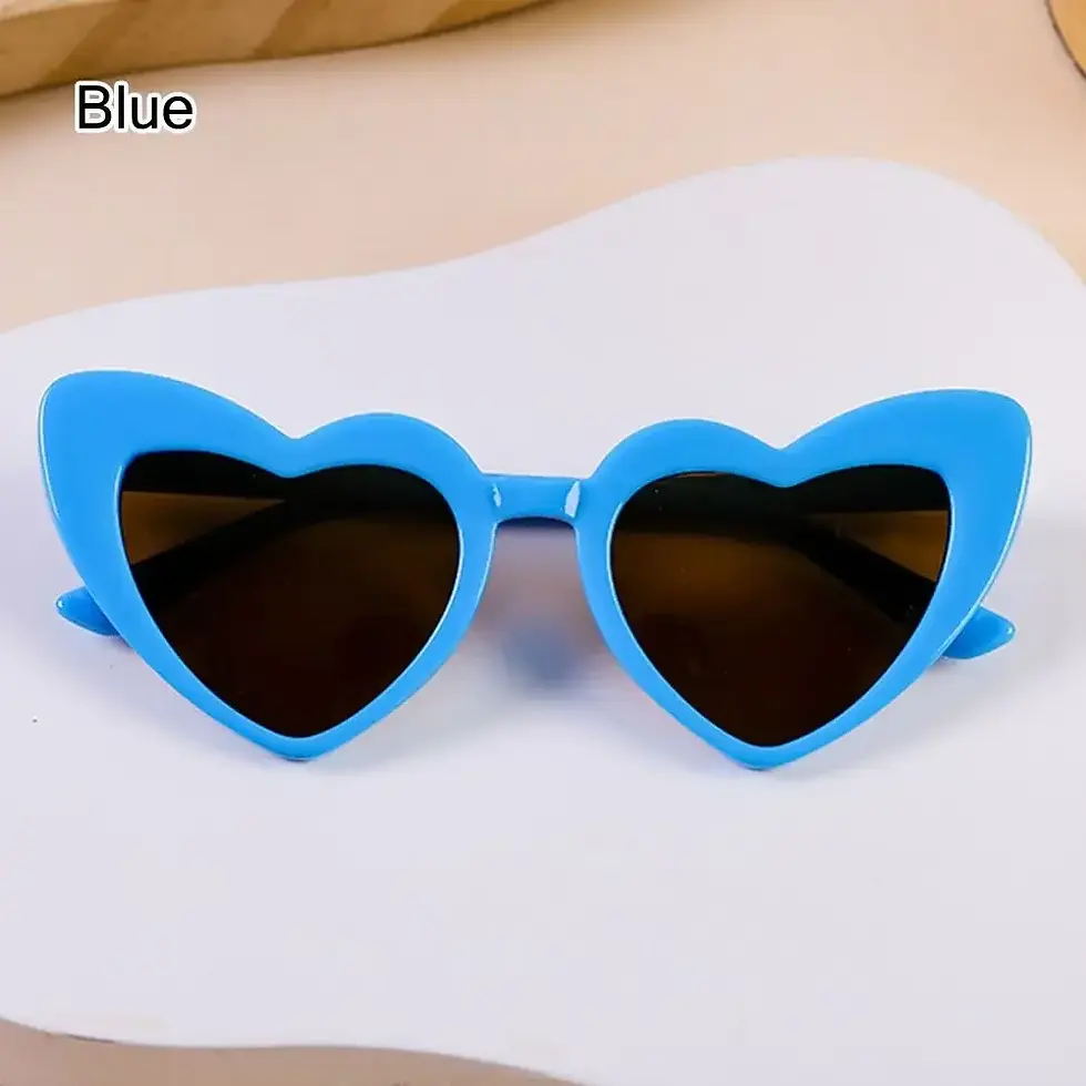 Thumbnail: Blue heart-shaped sunglasses, Kids Heart Sunglasses Cartoon Eyewear Vintage Heart-Shaped for Boys Girls 3-9 Ye