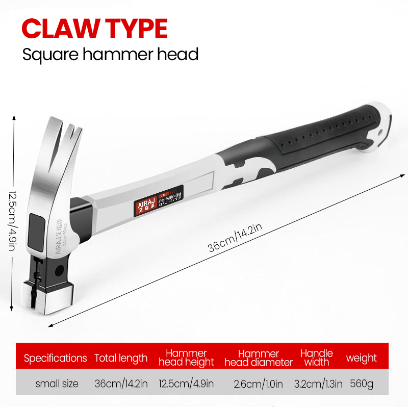 Miniatura: High carbon steel Aira hammer, precision forged, with short and long handles suitable for double nail tasks.