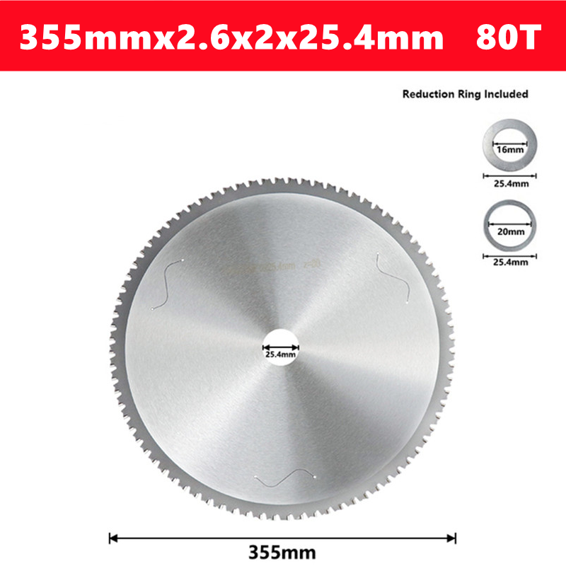 Miniatura: Metal cutting saw blade disc featuring the text "metal cutting saw blade" prominently displayed on its surface.