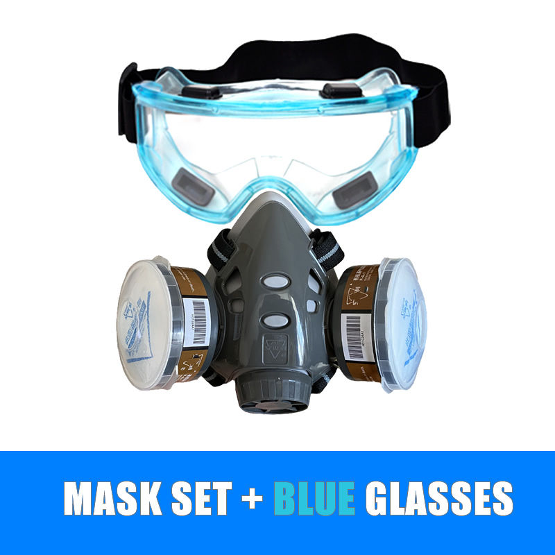 Miniaturbild: Mask set and blue safety glasses respirator