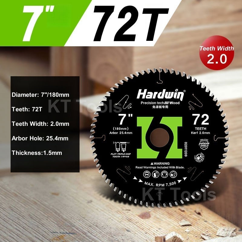 Miniaturbild: 7" 72T Hardwin circular saw blade, 2.0mm tooth width, KT Tools